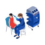 Otolaryngologist Isometric Illustration Ololaryngologist checkup isometric icon on white background 3d vector illustration